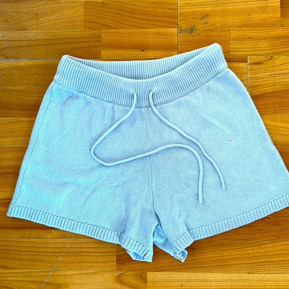 Reformation knit shorts in barely blue